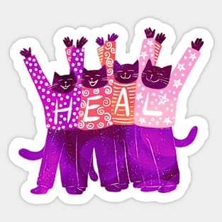 The four positive black cats sending everyone pink healing energy Sticker